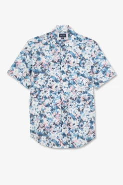 Chemisette Bleue Imprime Exclusif Fleurs