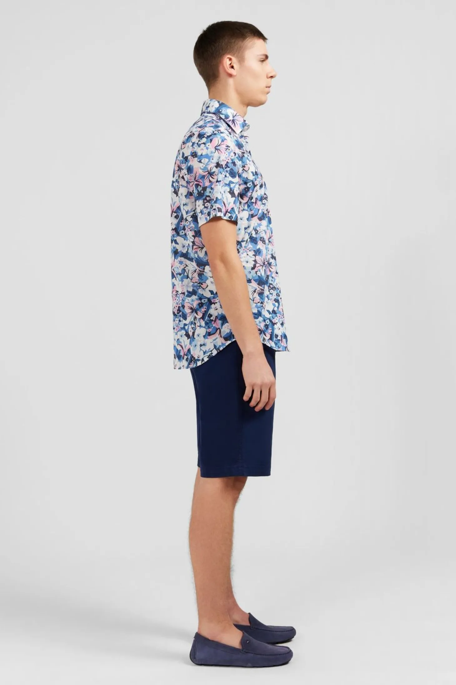 Chemisette Bleue Imprime Exclusif Fleurs