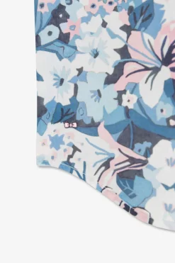 Chemisette Bleue Imprime Exclusif Fleurs