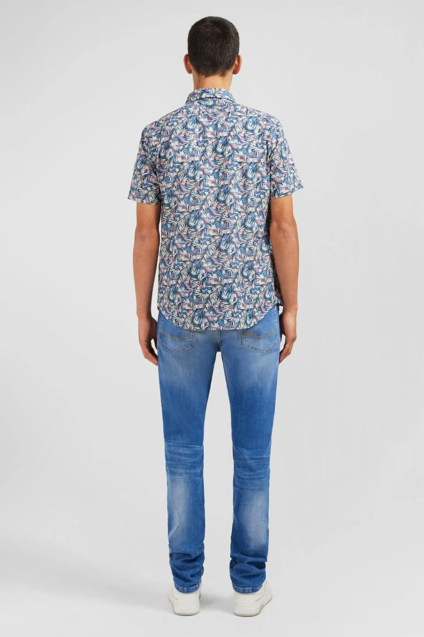 Chemisette Bleue Imprime Exclusif Fleuri