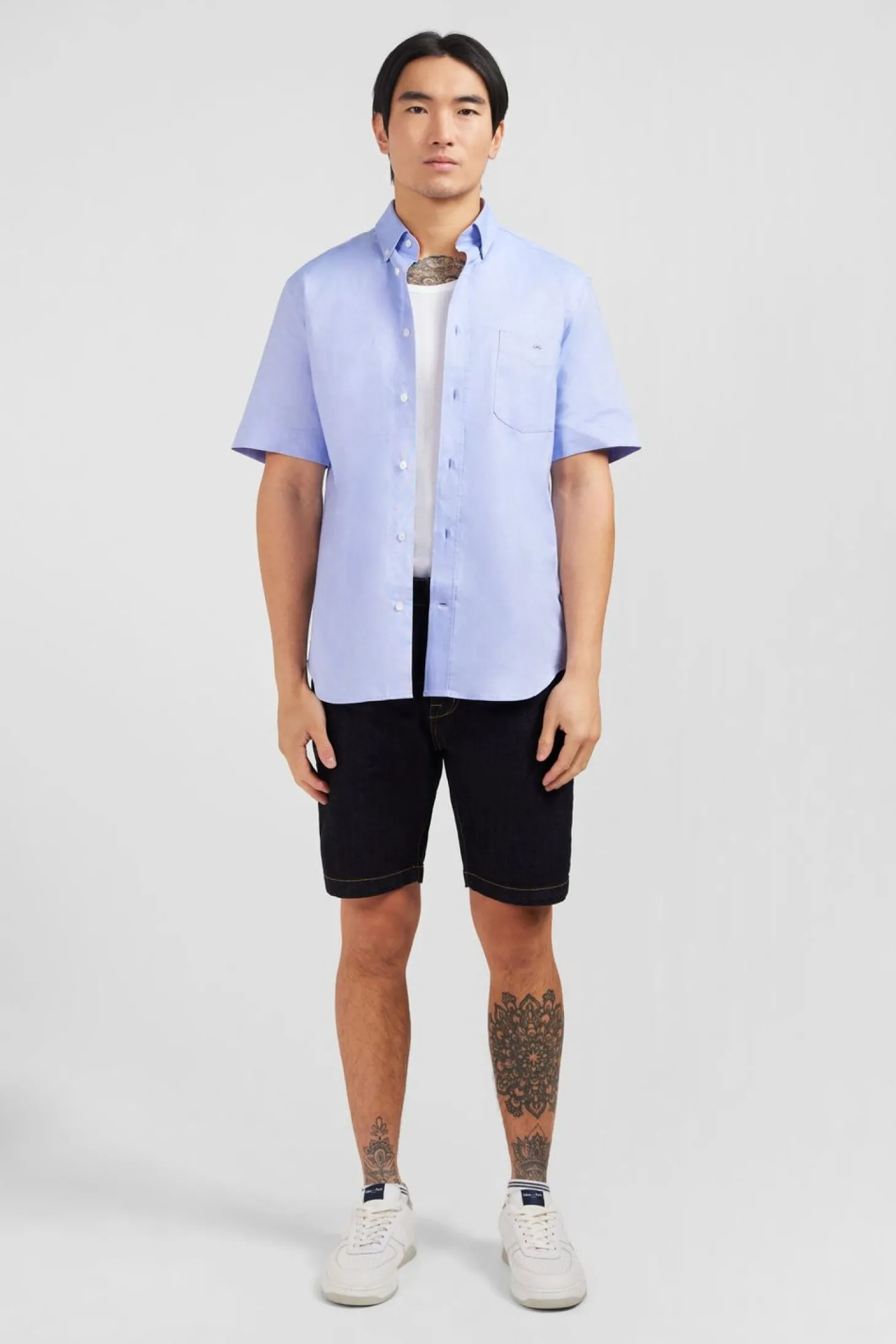 Chemisette Bleu Unie En Coton