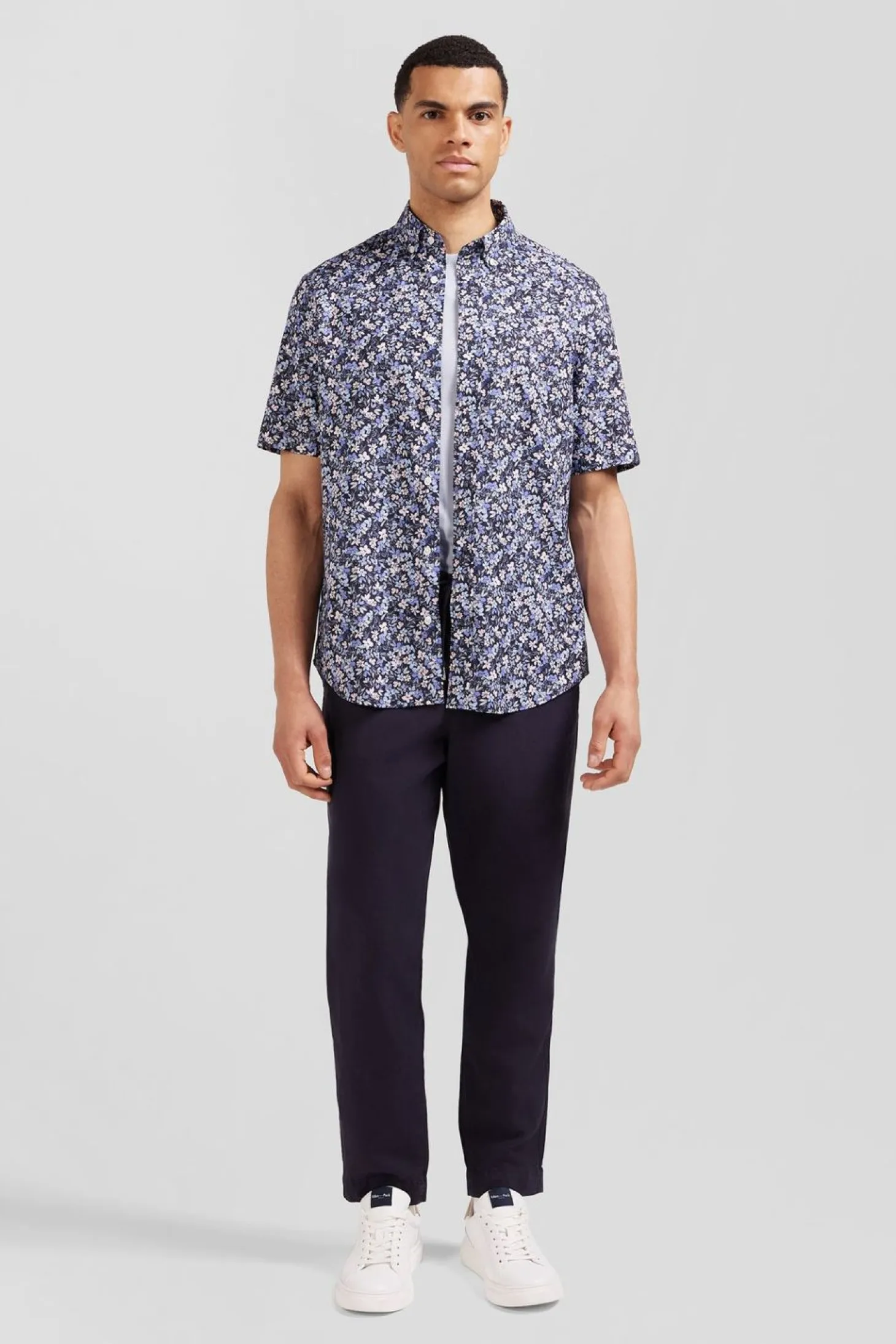 Chemisette En Coton Imprime Marine Coupe Regular