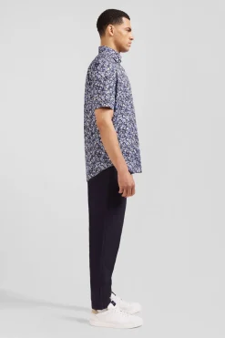Chemisette En Coton Imprime Marine Coupe Regular