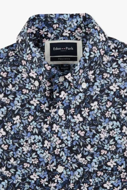 Chemisette En Coton Imprime Marine Coupe Regular
