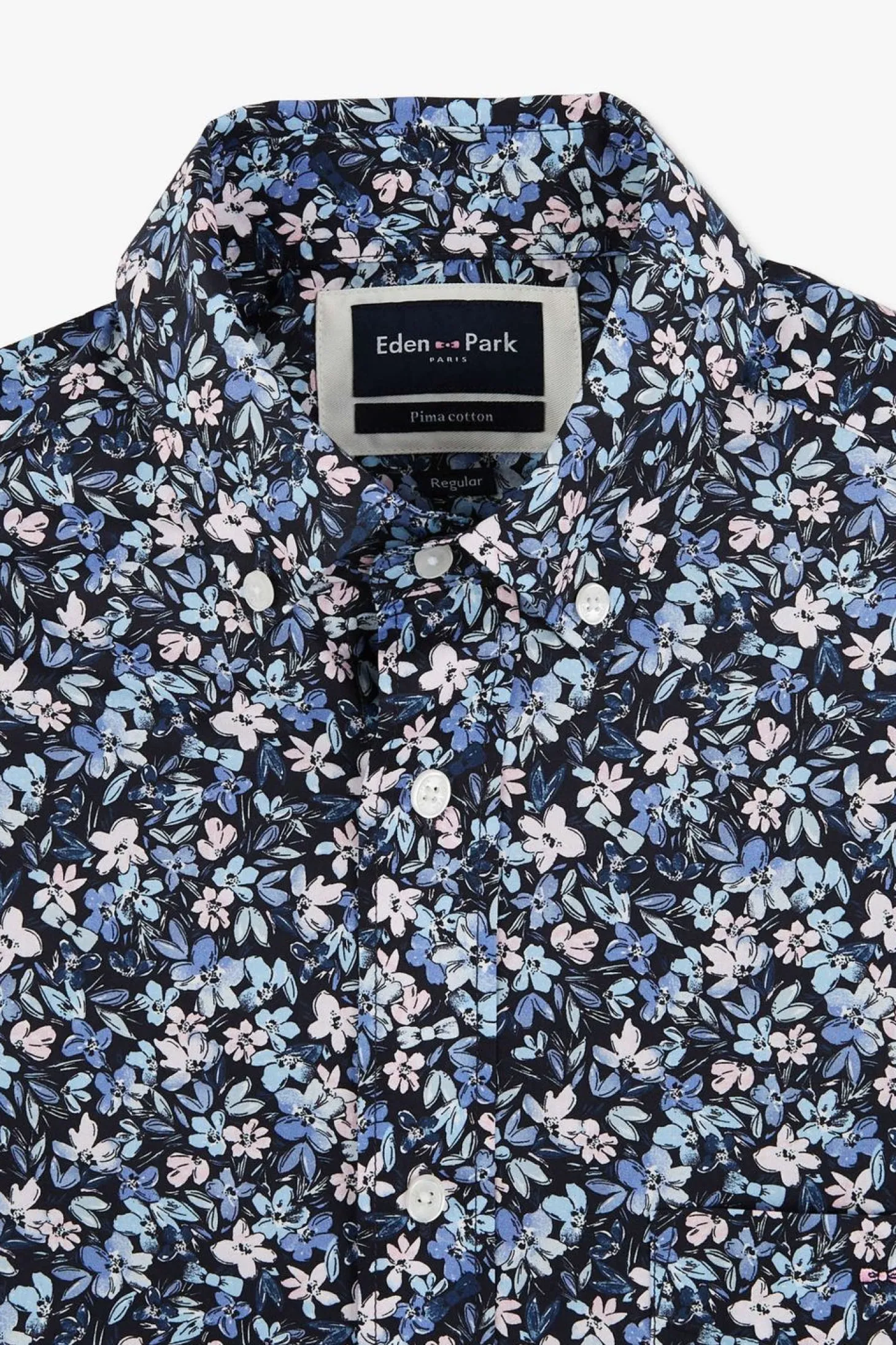 Chemisette En Coton Imprime Marine Coupe Regular