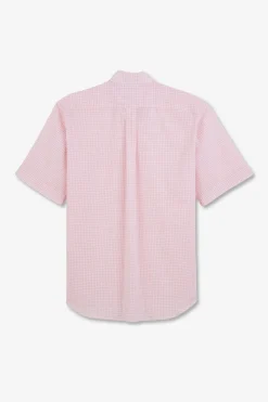 Chemisette Rose A Carreaux En Coton Dobby