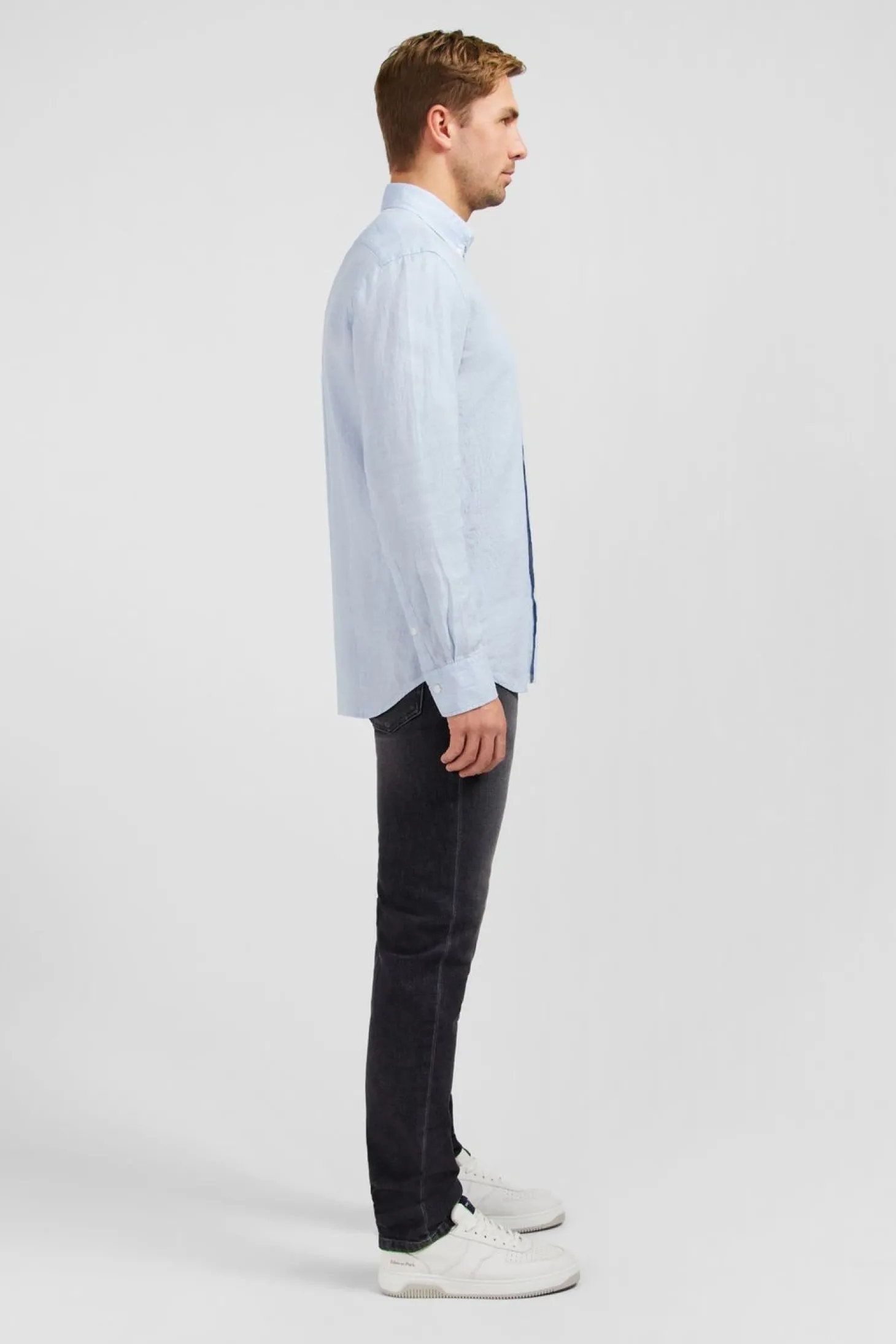 Chemise Unie Bleu Clair En Lin