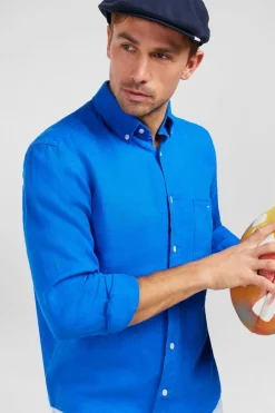 Chemise Unie Bleue En Lin