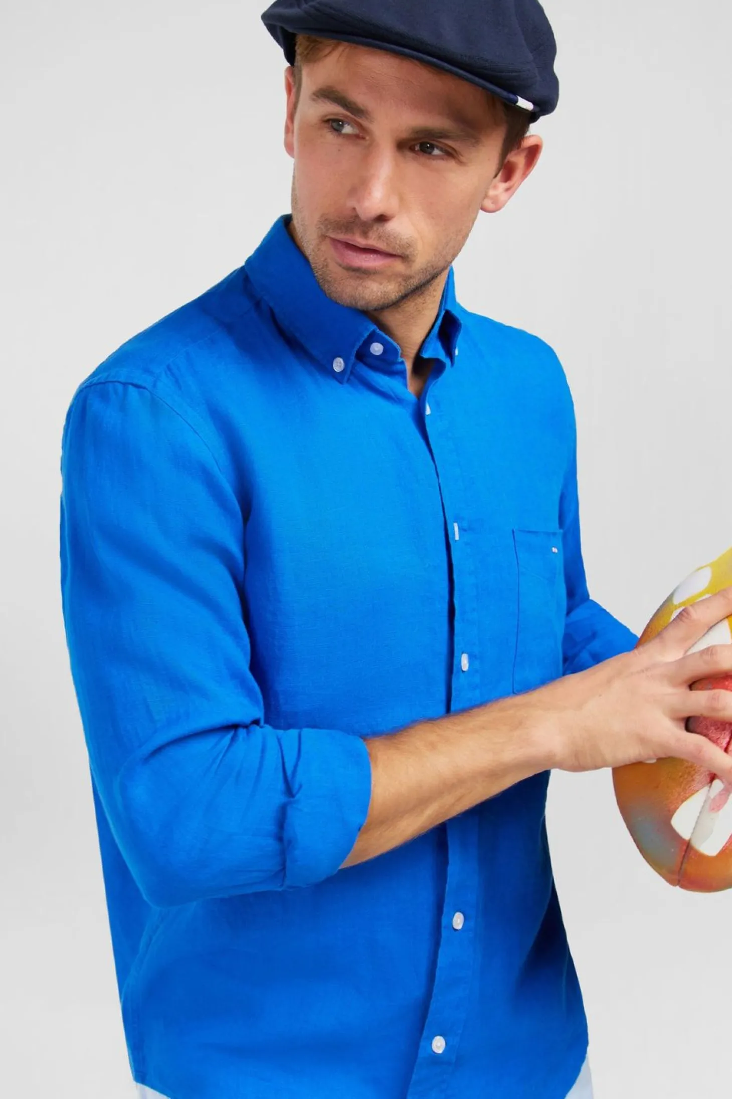 Chemise Unie Bleue En Lin
