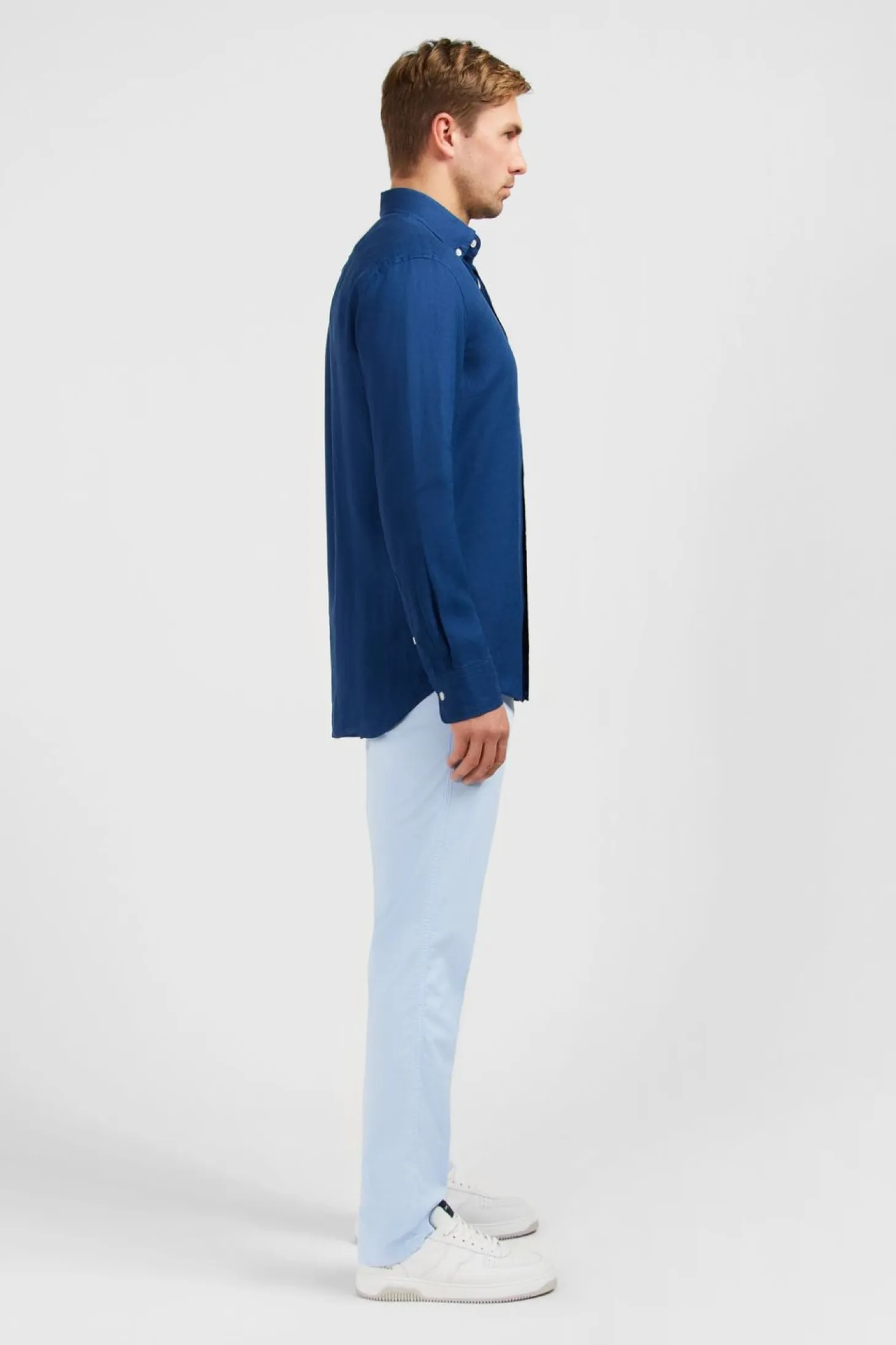 Chemise Unie Bleue En Lin