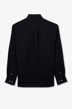 Chemise Unie Bleu Marine En Lin