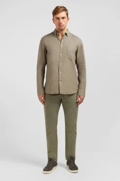 Chemise Unie Kaki En Lin