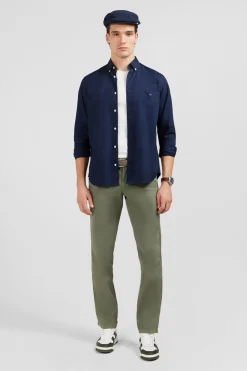 Chemise Unie Marine En Coton Coupe Classique