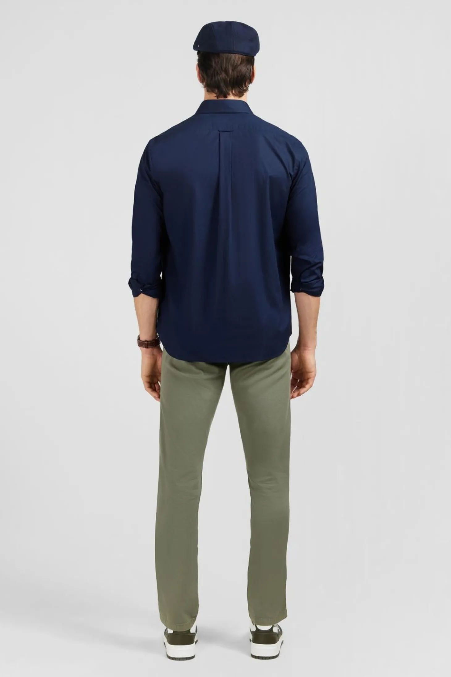 Chemise Unie Marine En Coton Coupe Classique