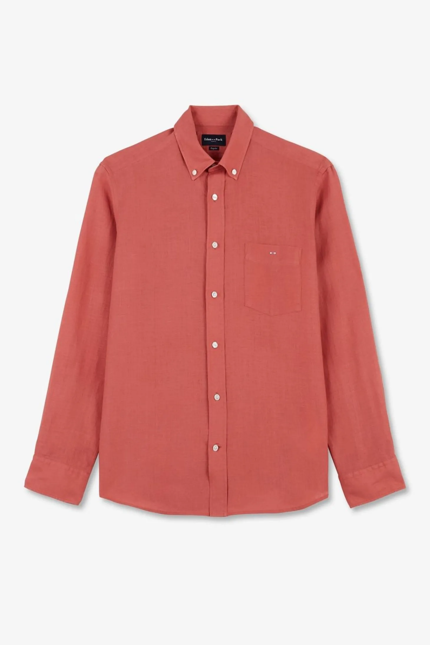 Chemise Unie Rouge Brique En Lin