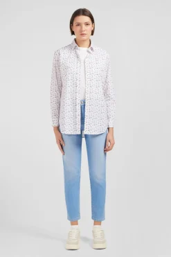 Chemisier Blanc A Imprime Exclusif Fleuri