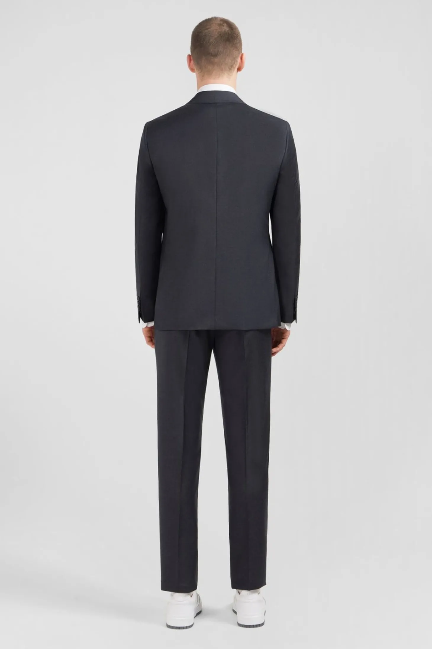 Costume Regular En Laine Gris Fonce