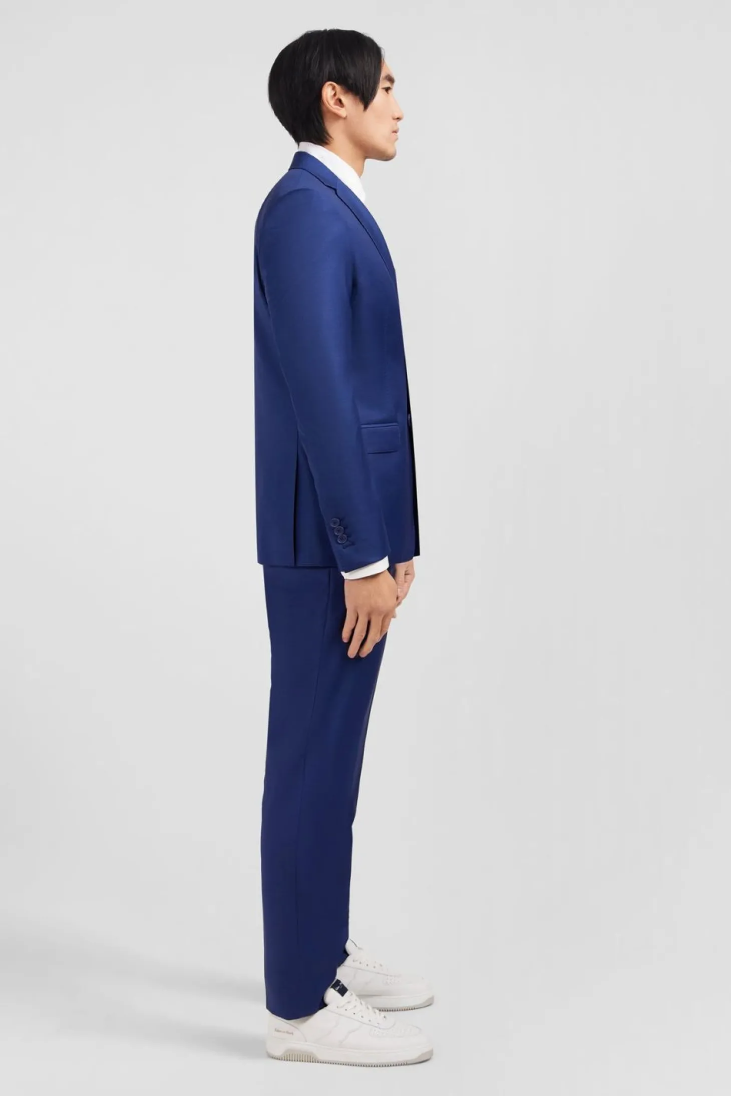 Costume Slim En Laine Bleu