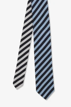 Cravate Bleue A Rayures Tricolores