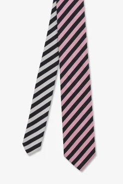 Cravate Rose A Rayures Tricolores