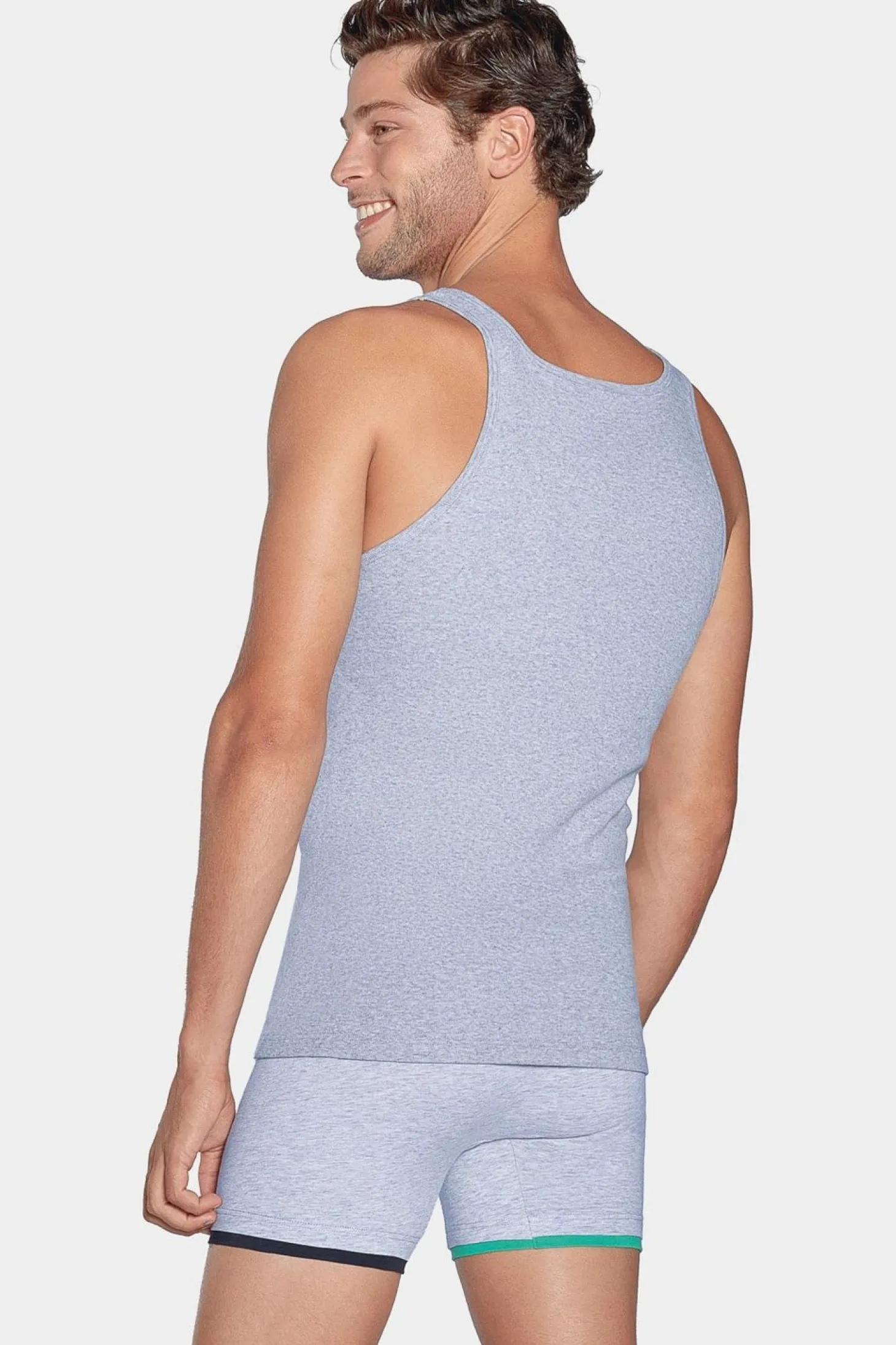 Debardeur Uni En Coton Stretch Gris
