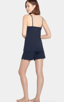 Ensemble Nuisette Shorty En Jersey Coton Marine