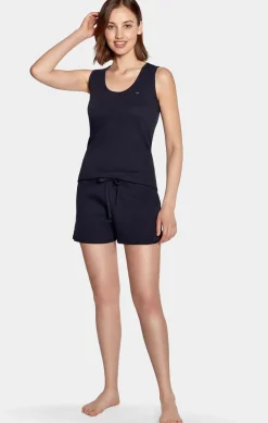 Ensemble Pyjama Court Marine En Coton Stretch