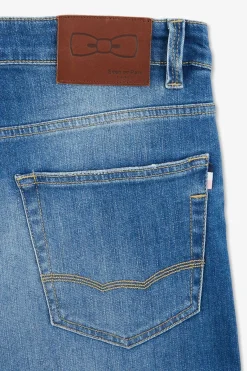 Jean Bleu Delave En Coton Denim Stretch Coupe Slim