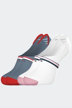 Lot De 2 Paires De Chaussettes Basses A Details Tricolores En Coton Stretch