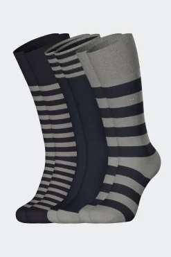 Lot De 3 Paires De Chaussettes Cerclees Marine En Coton Stretch
