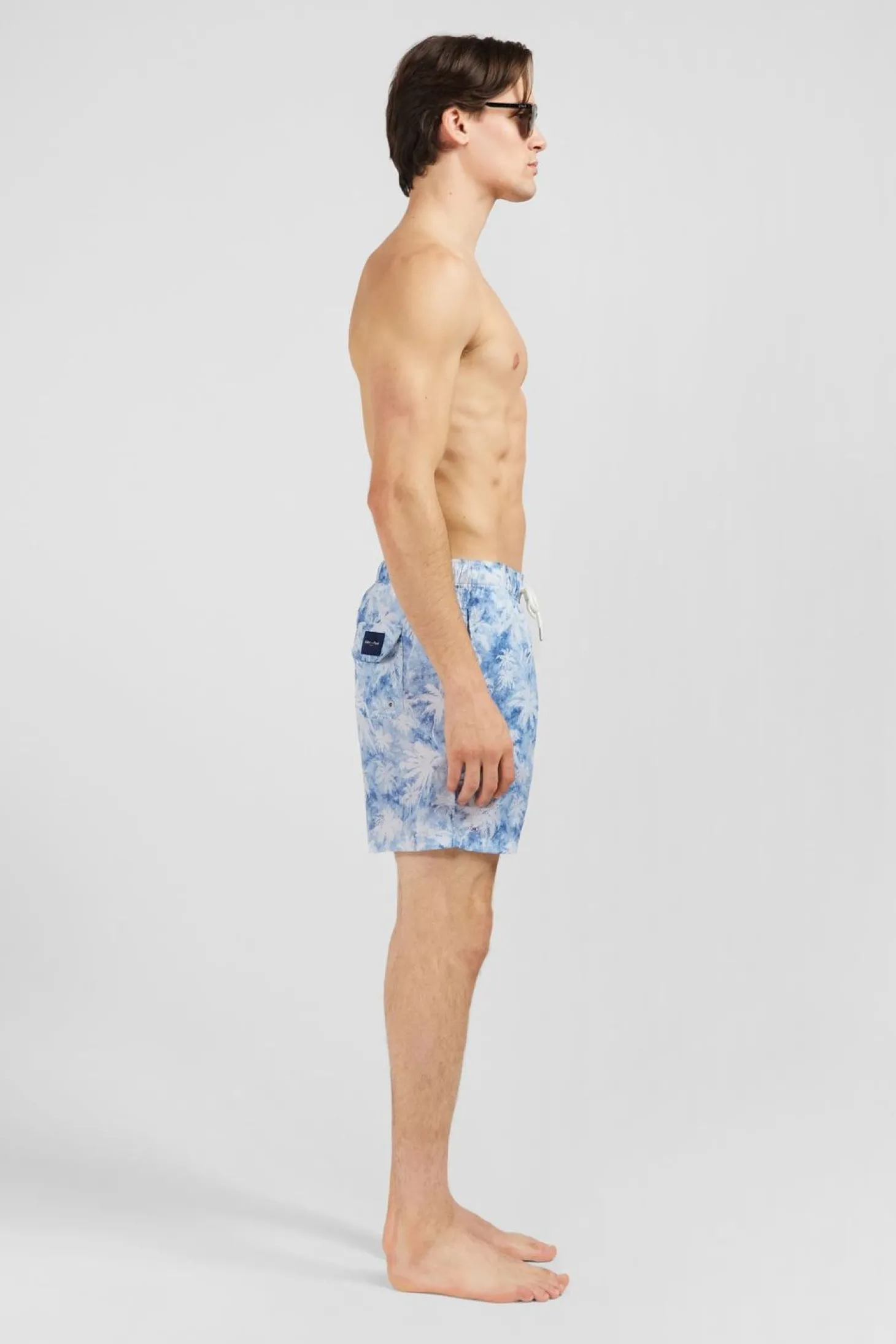 Maillot De Bain Bleu Imprime Palmiers