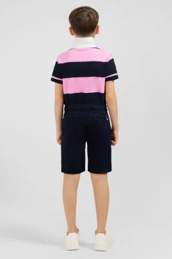 Maillot Manches Courtes Cercle Rose Et Marine En Pique Coton