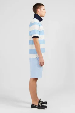 Maillot Raye Bleu Clair A Manches Courtes