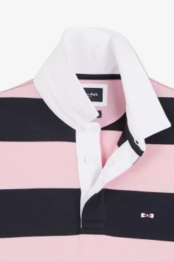 Maillot Raye Rose A Manches Courtes