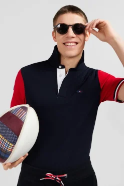 Maillot Rouge Colorblock A Broderie Coq Au Dos