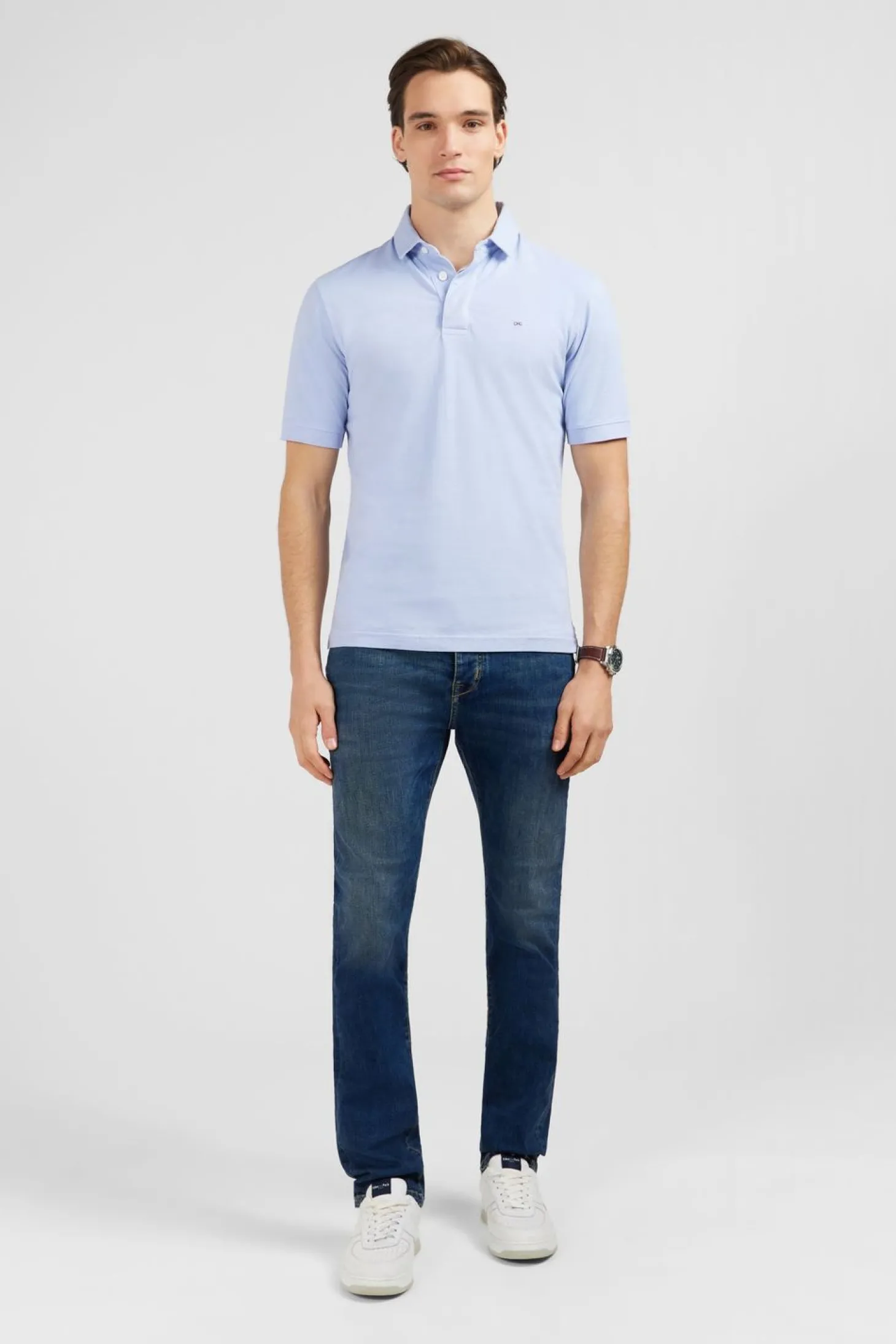 Maillot Uni Bleu Clair En Jersey