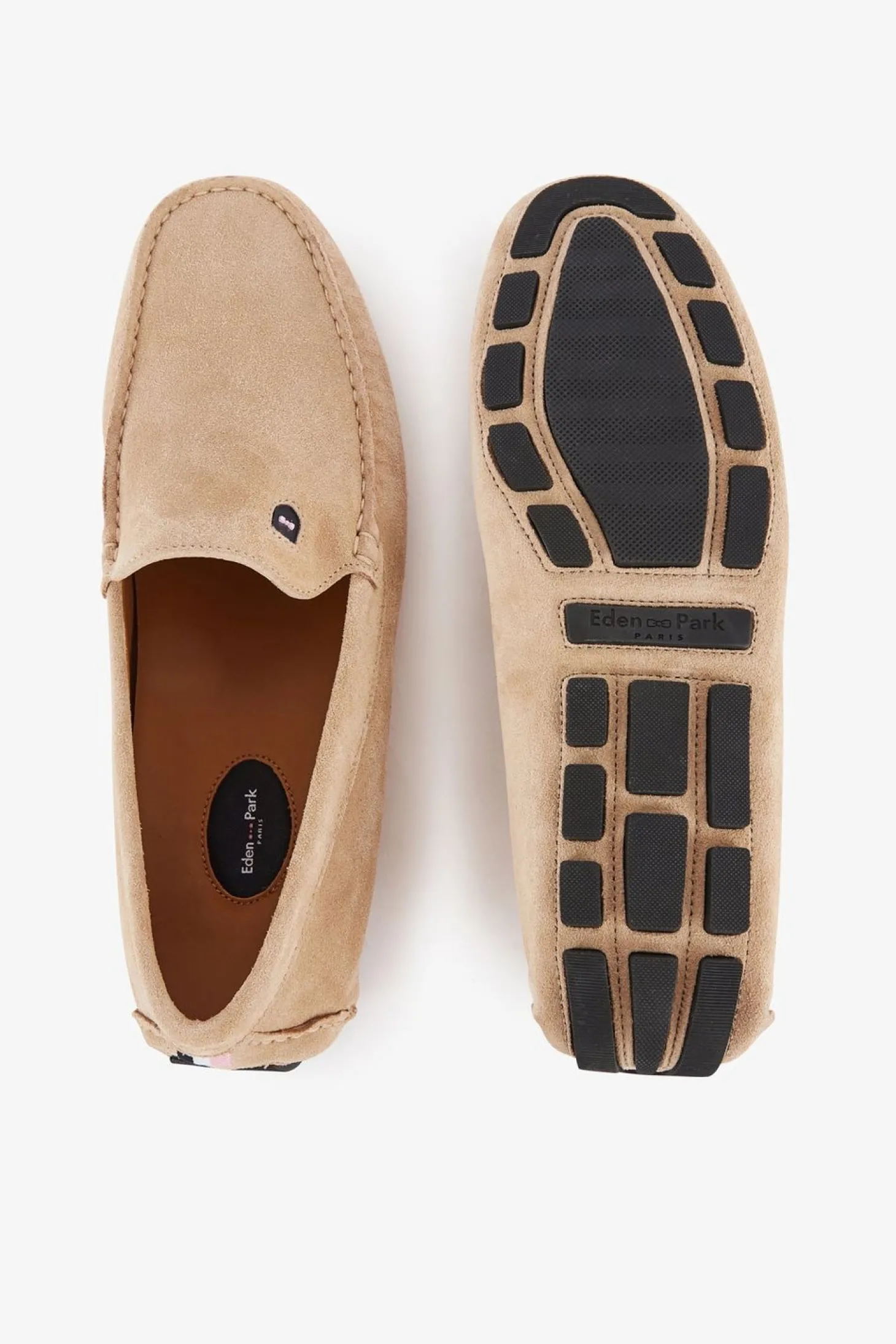 Mocassins Beiges En Cuir Suede