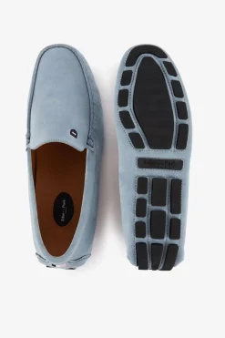 Mocassins Bleu Ciel En Cuir Suede