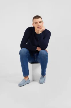 Mocassins Bleu Ciel En Cuir Suede