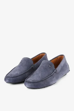 Mocassins Bleus En Cuir Suede