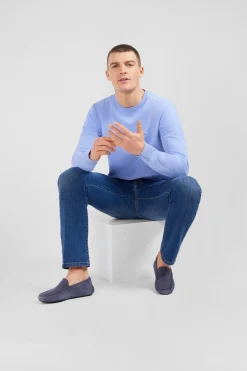 Mocassins Bleus En Cuir Suede