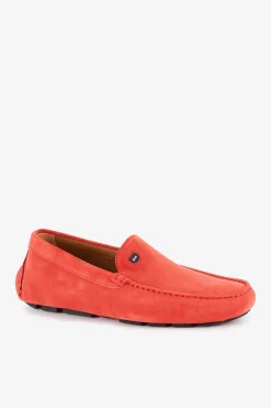Mocassins Rouges En Cuir Suede