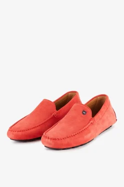Mocassins Rouges En Cuir Suede