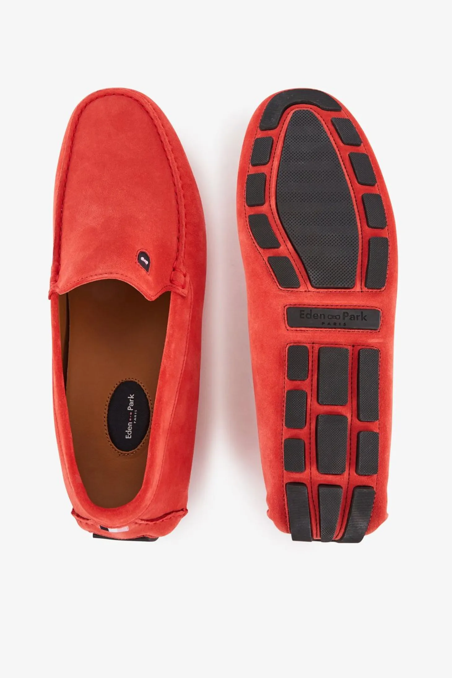 Mocassins Rouges En Cuir Suede