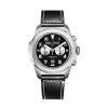 Montre A Quartz Chronographe En Cuir Noir