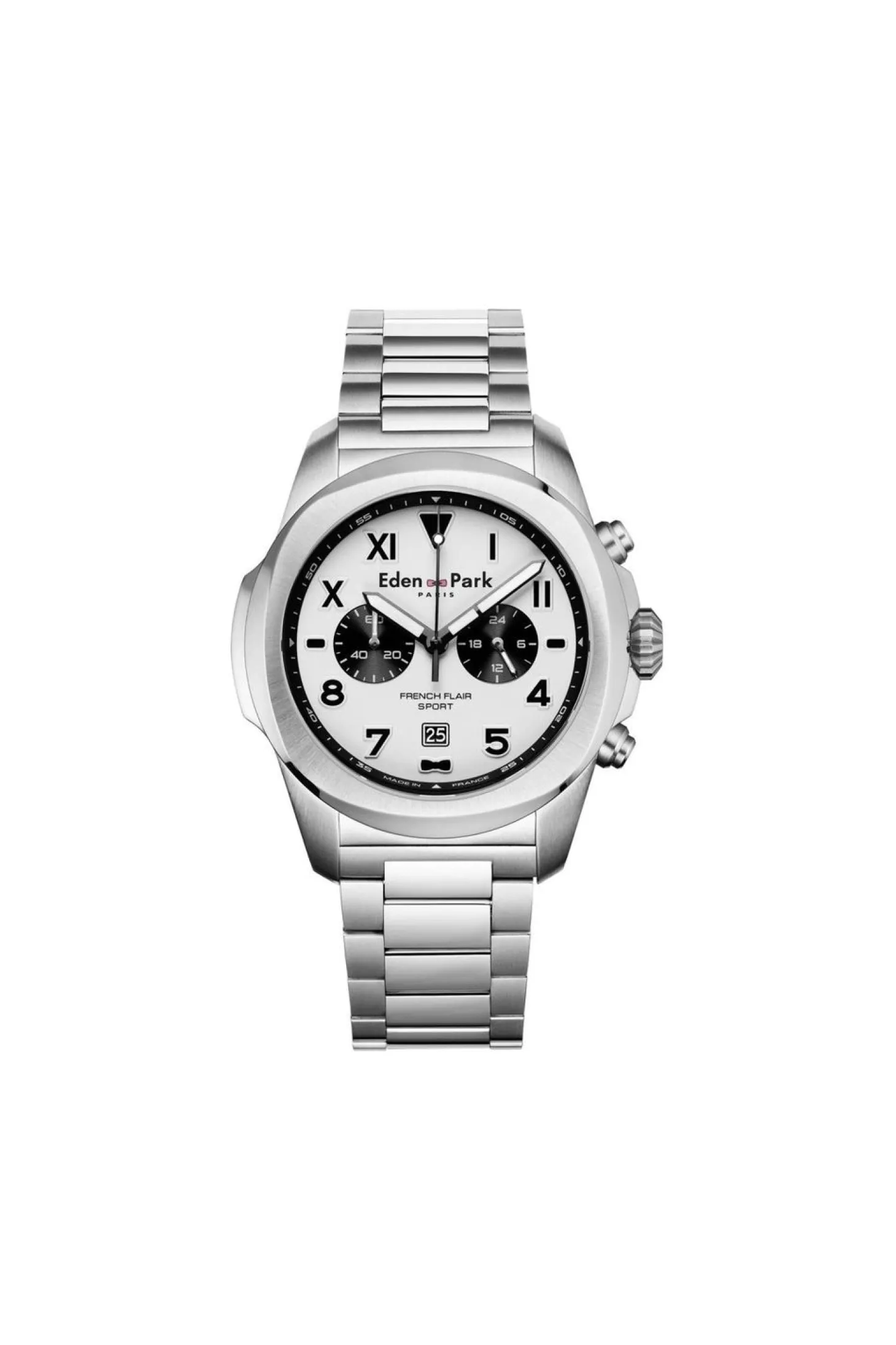 Montre A Quartz Chronographe En Acier Argente