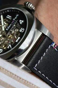 Montre Automatique Skeleton En Cuir Noir