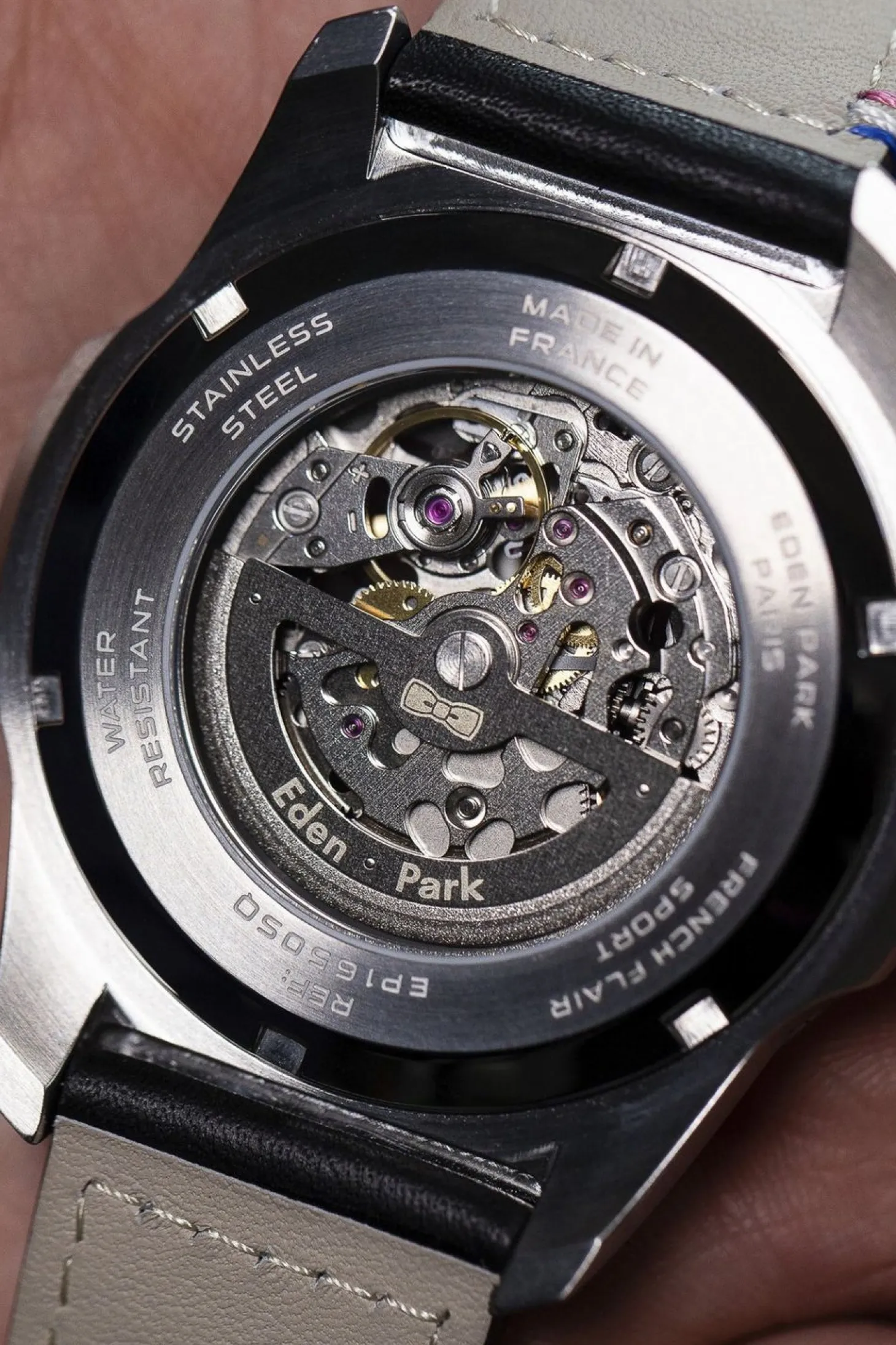 Montre Automatique Skeleton En Cuir Noir