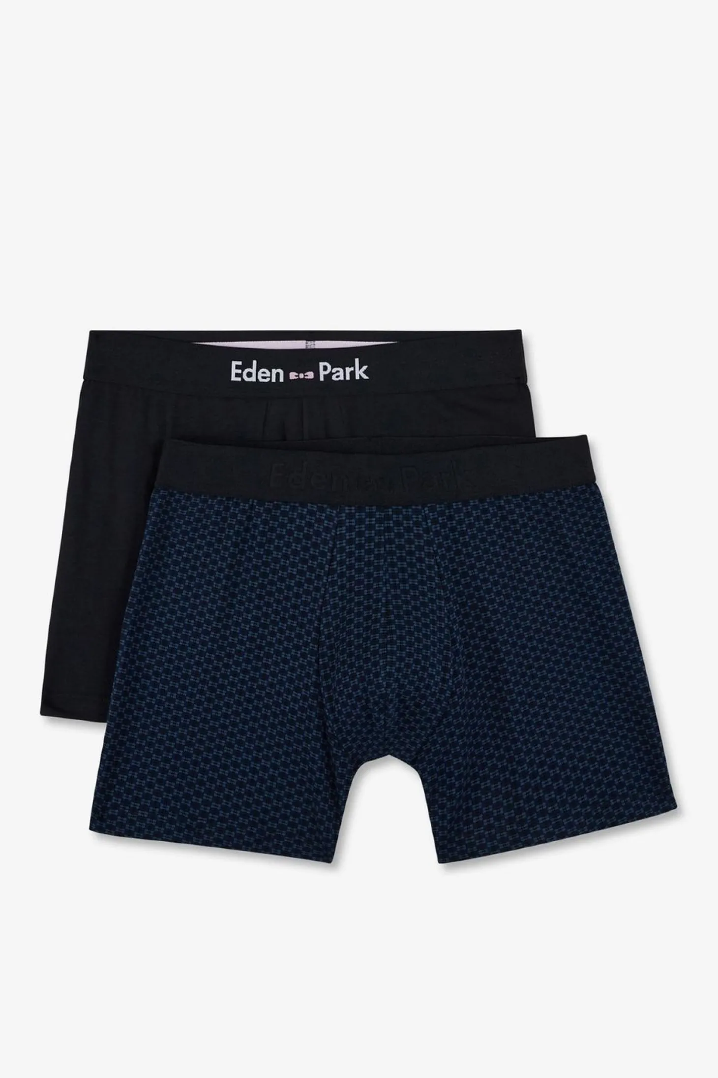 Pack De 2 Boxers Bleu Details Motifs Et Uni