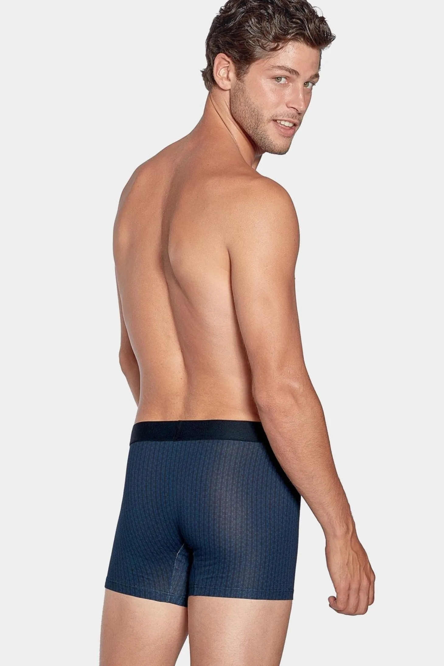 Pack De 2 Boxers Bleu Details Motifs Et Uni